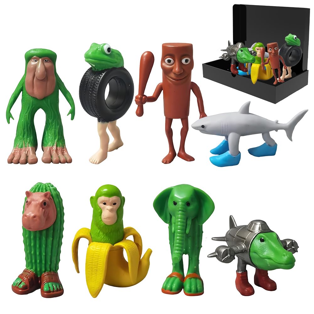 Tralalero Tralala Desk Decor,Italian Brainrot Shark in Sneakers Meme Collectibles, Tung Tung Sahur Brainrot Animal Figures with 6 Characters,PVC Collectible Figurines for Shelf, Desk or Gifts