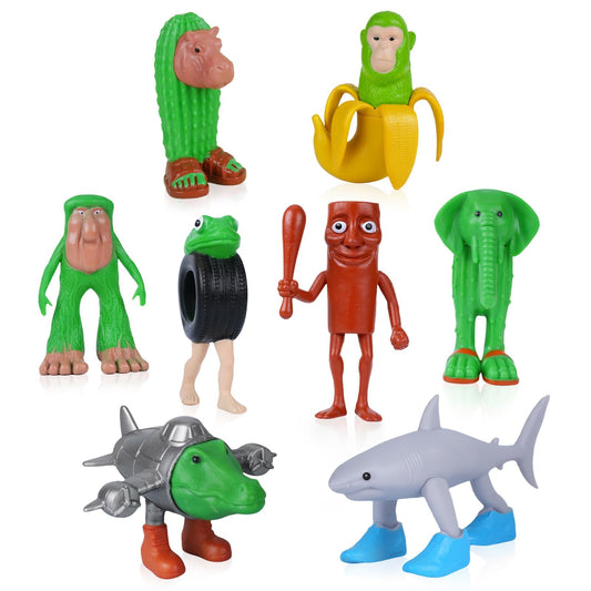 2025 New Italian Brainrot Toy Figures Animals Tralalero Tralala Figure Tung Tung Tung Sahur Figurine Bombardiro Crocodilo for Cake Toppers Birthday Gifts Party Decorations (18PCS)
