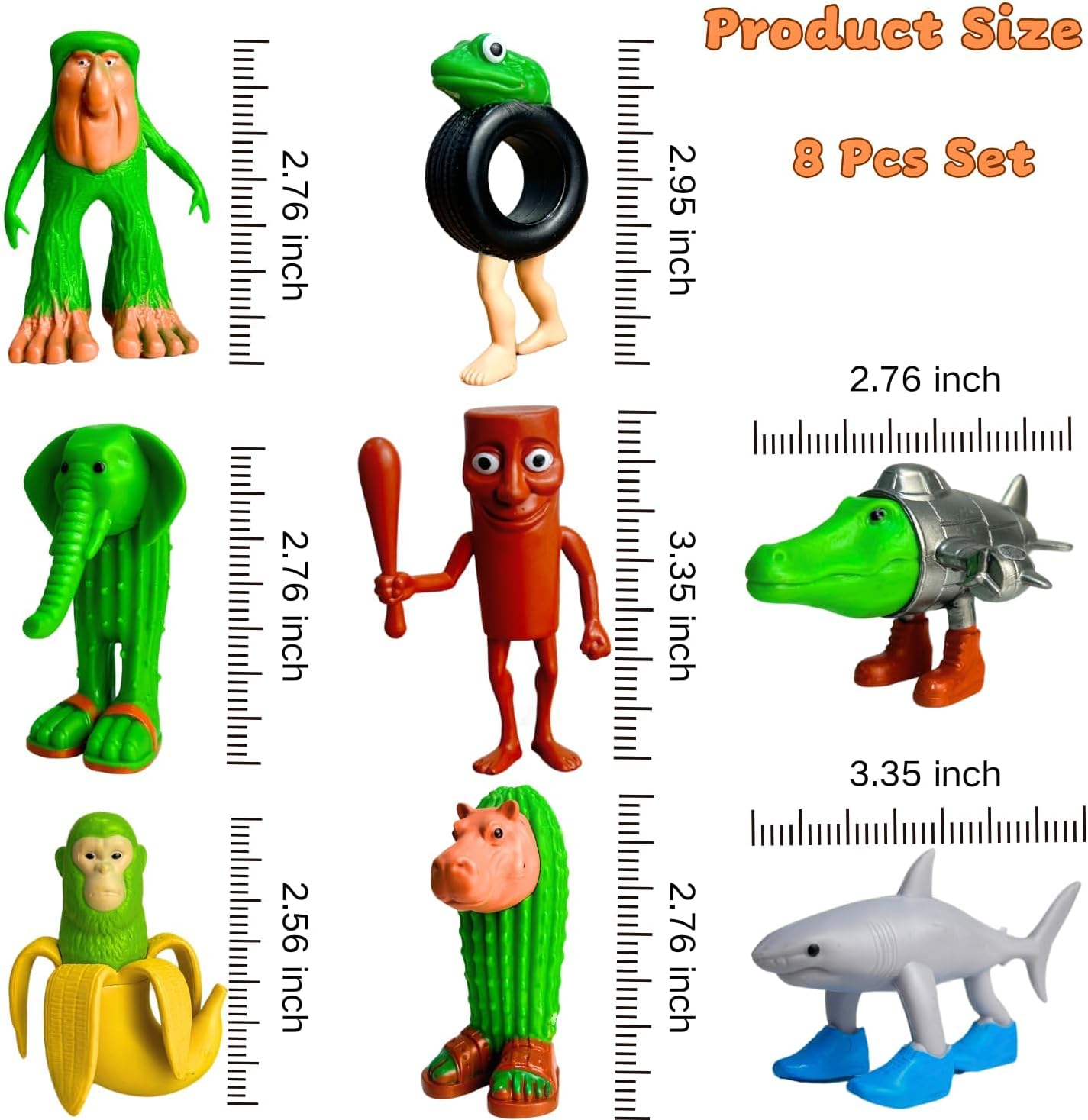 8PCS Italian Brainrot Toy Figures Animals Tralalero Tralala Figure Tung Tung Tung Sahur Figurine Bombardiro Crocodilo Animals Figurine Doll Gifts for Fans