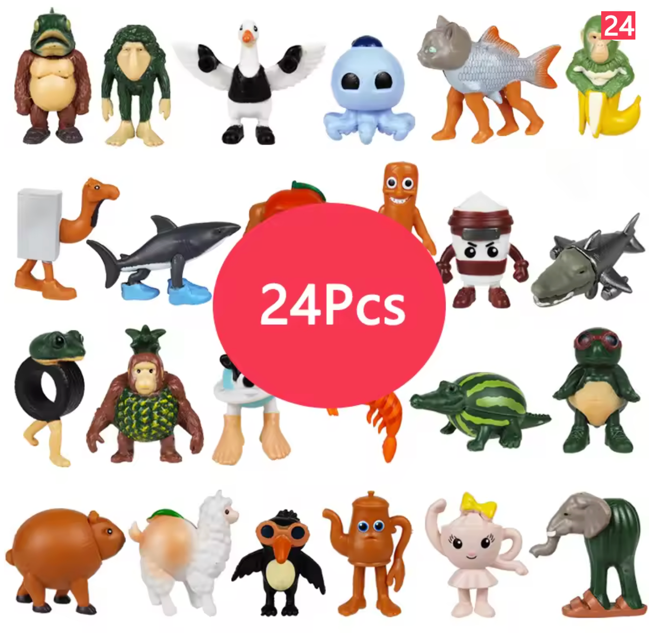 Tralalero Tralala Action Figure, 12 PCS Italian Brainrot Meme Shark Figures Toys, Collectible Animals Figurine Doll Gifts for Fans (Multicolour)