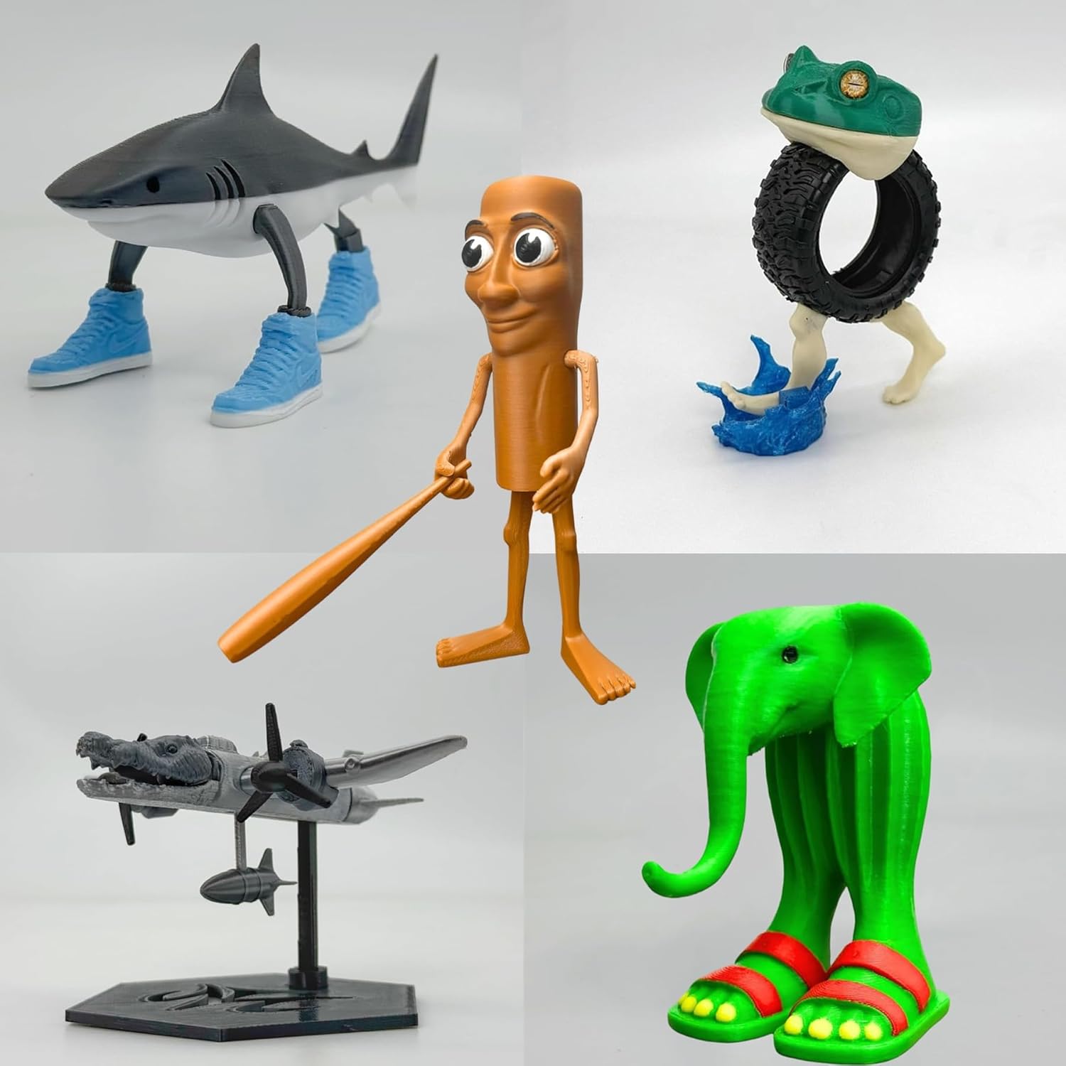 ULTHOOL Tralalero Tralala Action Figure Set, Italian Brainrot Shark Meme Figures Toys, Tung Tung Tung Sahur Animals Dolls, Creative 3D Collectible Toy Gifts for Fans