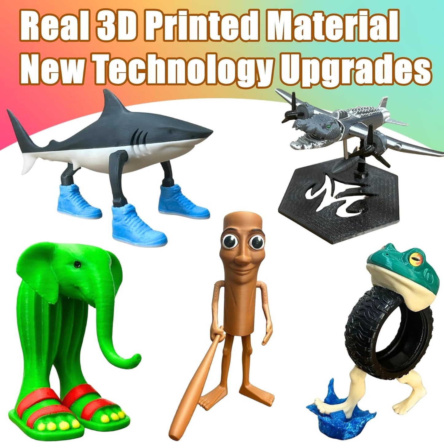 ULTHOOL Tralalero Tralala Action Figure Set, Italian Brainrot Shark Meme Figures Toys, Tung Tung Tung Sahur Animals Dolls, Creative 3D Collectible Toy Gifts for Fans