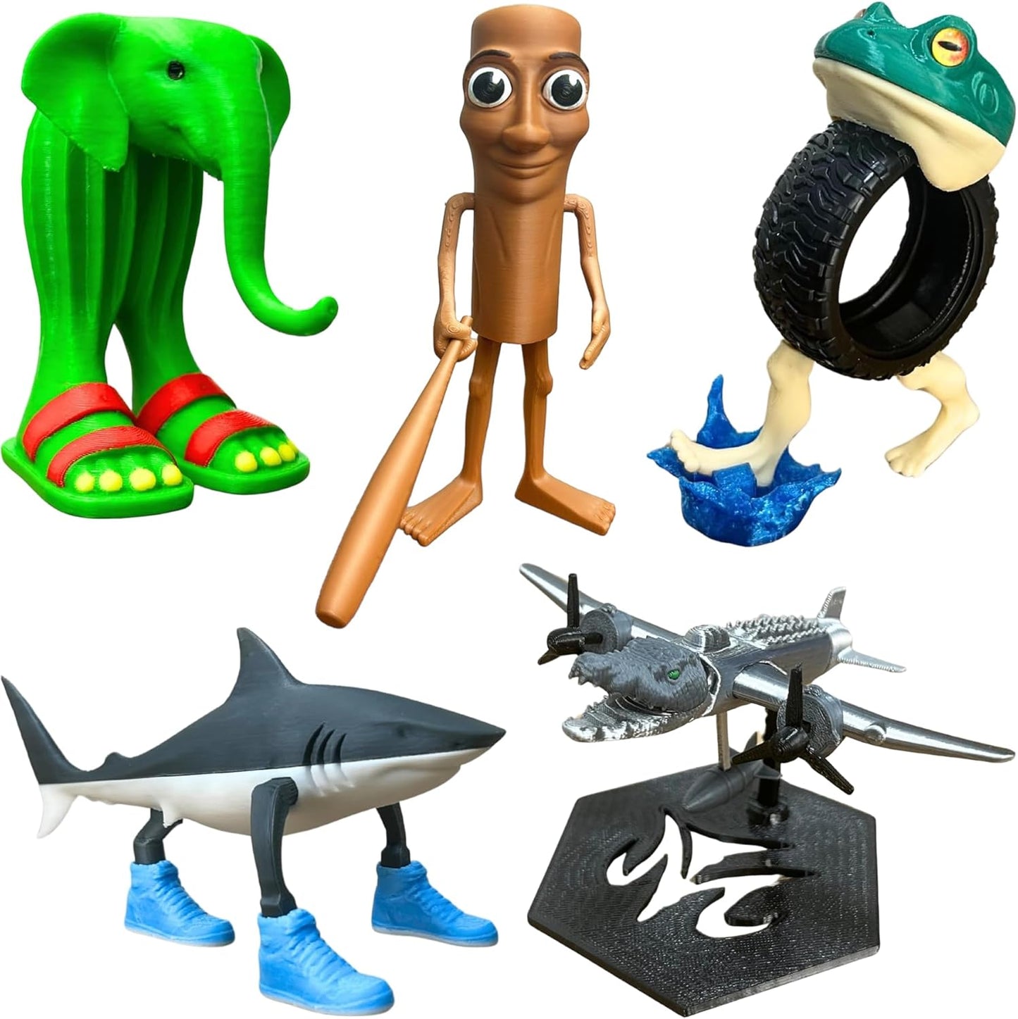ULTHOOL Tralalero Tralala Action Figure Set, Italian Brainrot Shark Meme Figures Toys, Tung Tung Tung Sahur Animals Dolls, Creative 3D Collectible Toy Gifts for Fans