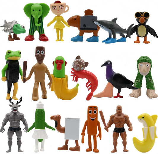 2025 New Italian Brainrot Toy Figures Animals Tralalero Tralala Figure Tung Tung Tung Sahur Figurine Bombardiro Crocodilo for Cake Toppers Birthday Gifts Party Decorations (18PCS)
