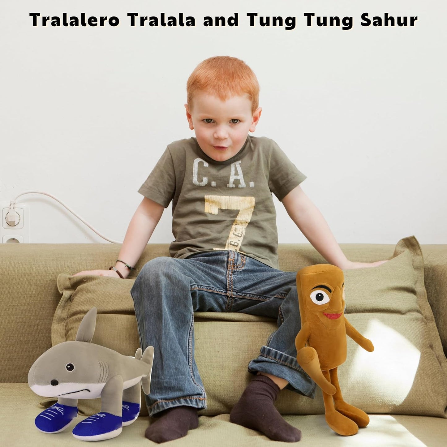 2025 Italian Brainrot Plush – 12" Tralalero Tralala Sahur Animal Soft Pillow Toy – Funny Tung Tung Tung Meme-Inspired Collectible for Fans (Tung Tung Tung and Tralalero Tralala)