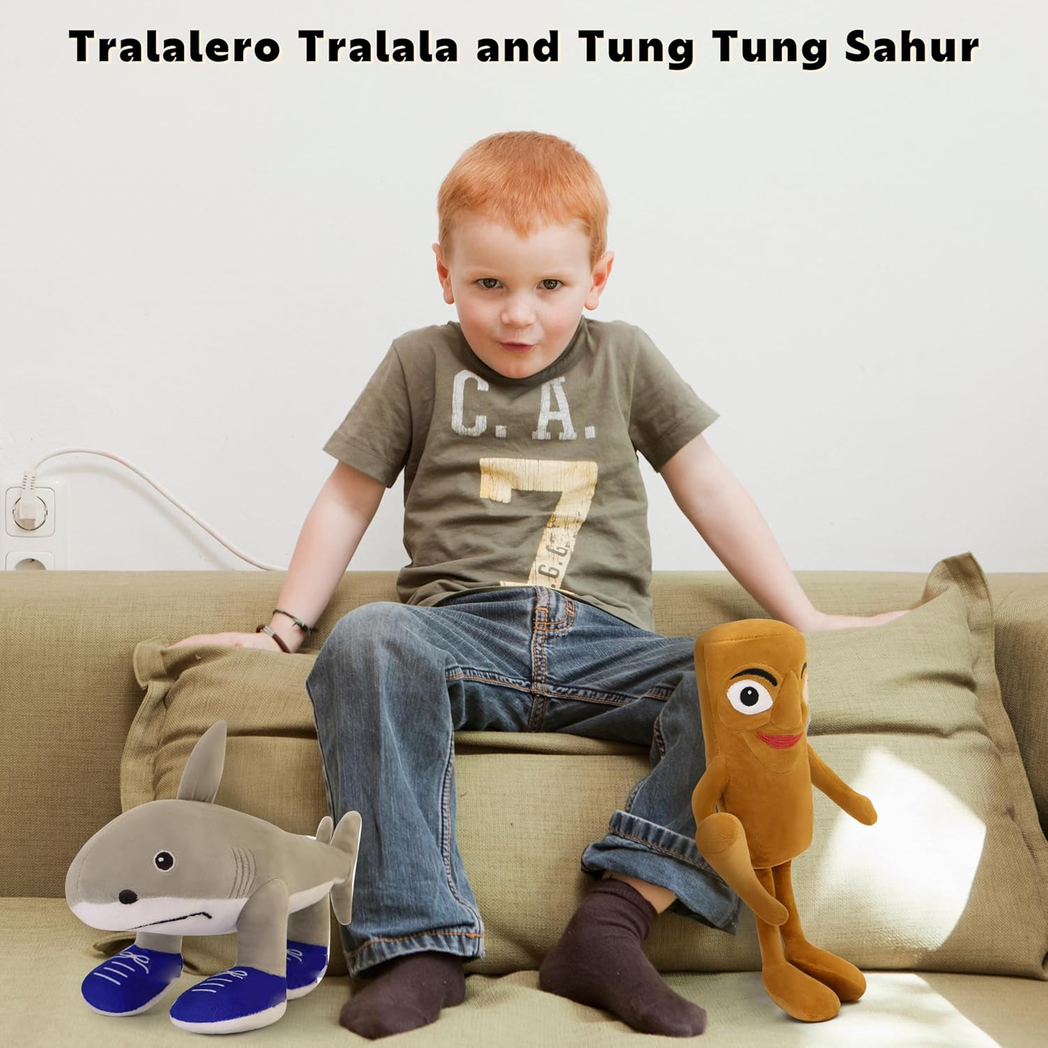 2025 Italian Brainrot Plush – 12" Tralalero Tralala Sahur Animal Soft Pillow Toy – Funny Tung Tung Tung Meme-Inspired Collectible for Fans (Tung Tung Tung and Tralalero Tralala)