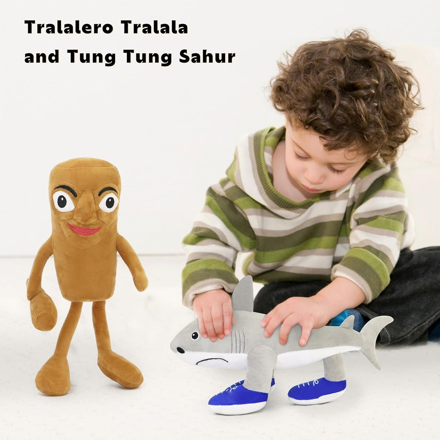 2025 Italian Brainrot Plush – 12" Tralalero Tralala Sahur Animal Soft Pillow Toy – Funny Tung Tung Tung Meme-Inspired Collectible for Fans (Tung Tung Tung and Tralalero Tralala)