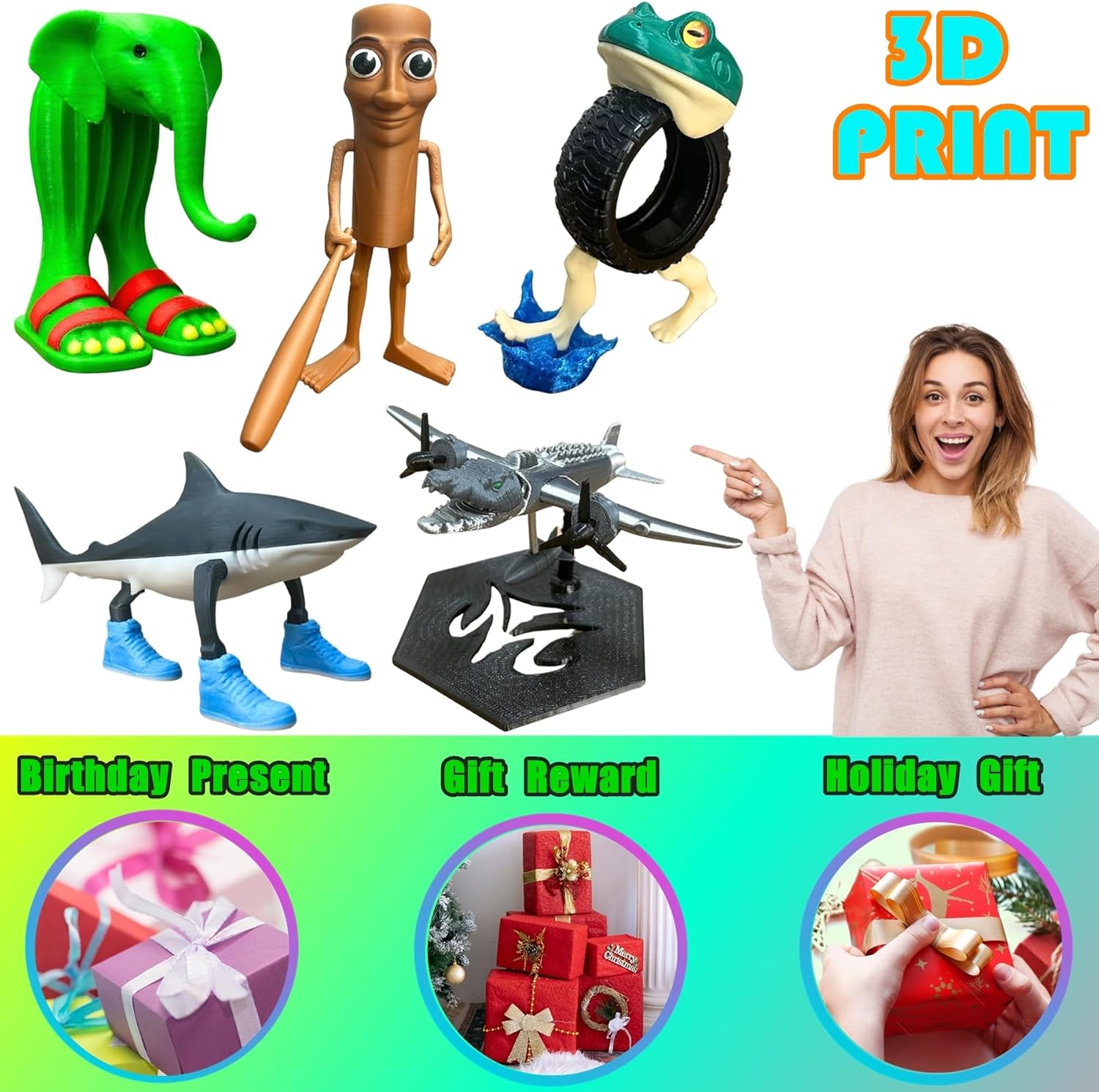 ULTHOOL Tralalero Tralala Action Figure Set, Italian Brainrot Shark Meme Figures Toys, Tung Tung Tung Sahur Animals Dolls, Creative 3D Collectible Toy Gifts for Fans